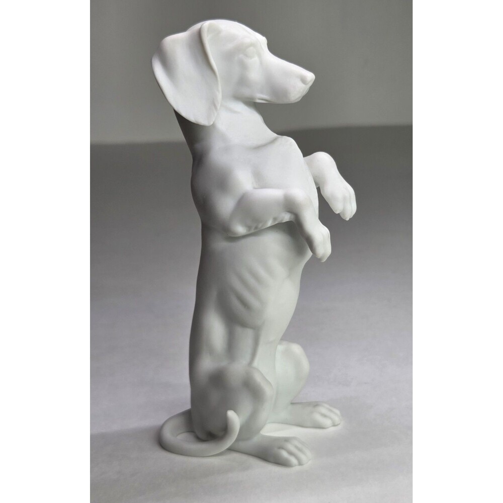 AK Kaiser Germany Porcelain Figurine Dachshund Puppy Dog 5" White UN 457 Bisque